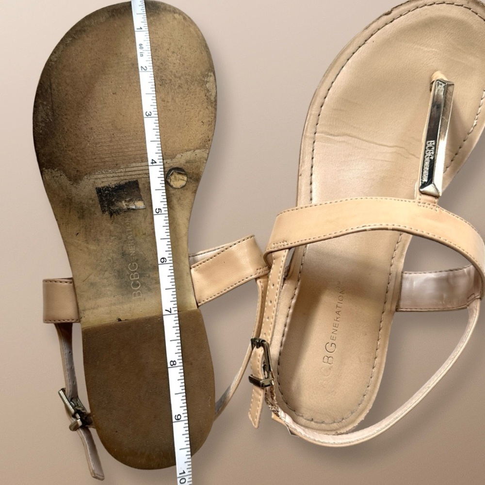 BCBGeneration Beige & Silver Sandals Size 7.5 - Picture 8 of 8